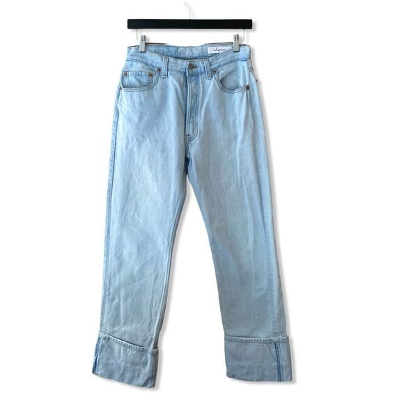 NWT Aligrace Levis jeans Cuffed Baggy Customs blue Light Wash Revolve $398 26 - Picture 5 of 13